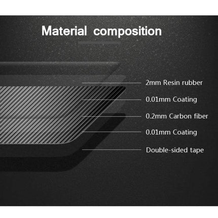 Carbon Fiber Decorative Sticker for Chevrolet Cruze Right Switch - closeup showing material composition layers (resin, coating, carbon fiber, tape)