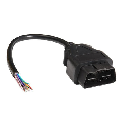 OBD Extension Cable for Everyday Vehicle Diagnostics and Checks – black OBD-II extension cable with exposed multicolor wires for easy diagnostic access