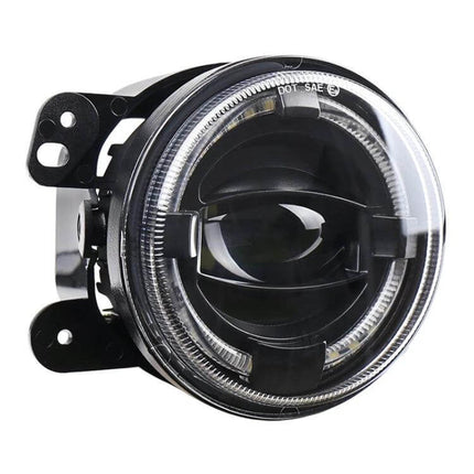 4 Inch LED Angel Eyes Fog Lights For Jeep Wrangler And Dodge - durable 4-inch round LED fog light with angel eye ring for improved visibility in fog