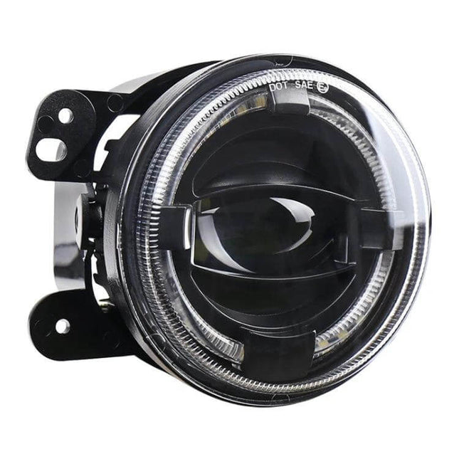 4 Inch LED Angel Eyes Fog Lights For Jeep Wrangler And Dodge - durable 4-inch round LED fog light with angel eye ring for improved visibility in fog