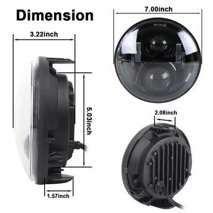 7-Inch Round LED Motorcycle Headlight for Honda in Silver