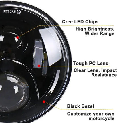 7-Inch Round LED Motorcycle Headlight for Honda in Silver