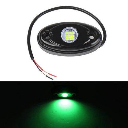 Universal Car Chassis Atmosphere Lights For Interior Ambience black oval 9-LED DC12V module glowing green under-dash footwell accent, 800 LM, 50,000h life
