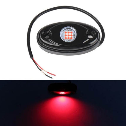 Universal Car Chassis Atmosphere Lights For Interior Ambience - black oval 9-LED DC12V chassis light with red under-dash glow, 800LM, 50,000h service life