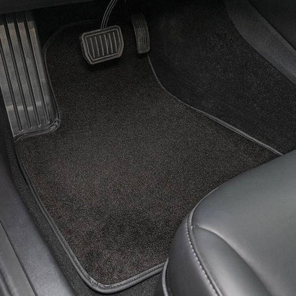 Velvet Foot Mat for Tesla Model 3 Vehicles Before 2021 — custom-fit black velvet driver-side mat protecting interior from dirt and moisture