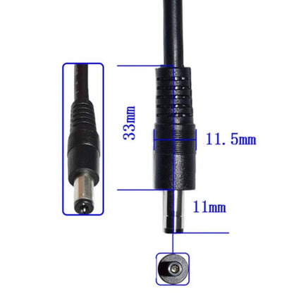 MC4 to DC 5.5mm Solar Power Extension Cable 1.5m For Solar Panels - closeup of 5.5mm DC barrel plug with dimensions and cable