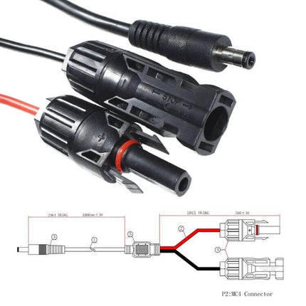 MC4 to DC 5.5mm Solar Power Extension Cable 1.5m For Solar Panels black MC4 to DC connector with diagram