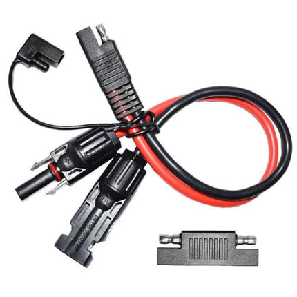 MC4 to SAE Solar Power Cord for PV Panels, 0.35m Length - red and black cable with MC4 connectors and SAE plug for RVs and off-grid charging