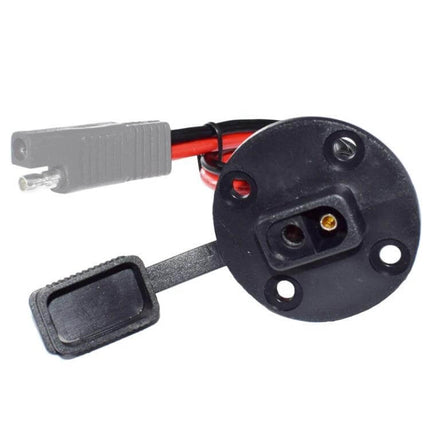 SAE Chassis Prefabricated Power Cord With Dust Cover 0.3m – round chassis mount with 0.3m lead and protective dust cover