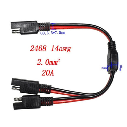 SAE One To Two Connection Cable Car Power Cord 0.3m compact 36V 20A 0.3m SAE splitter cable for motorcycle EV DC power distribution