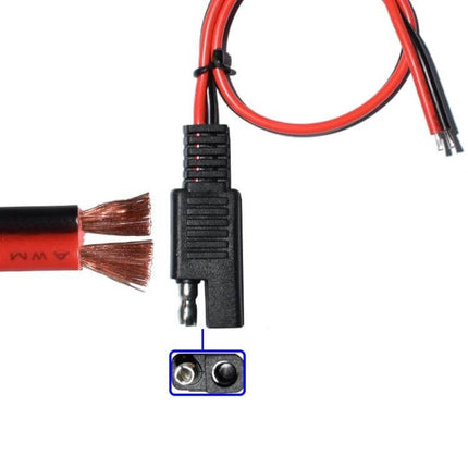 SAE To Crocodile Clip Power Cord For Motorcycle Battery Charger 1m — red black 36V lead with SAE plug and crocodile clips for workshop charging