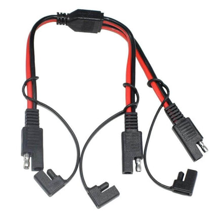 SAE Extension Cable for Dual Car Power Connections and Charging, 0.3m red and black leads, 36V 20A dual SAE connectors for vehicle accessories