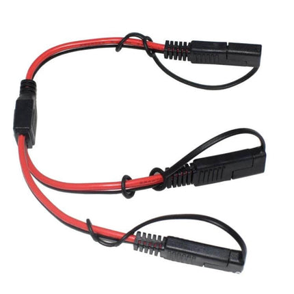 SAE Extension Cable for Dual Car Power Connections and Charging, 0.3m red/black 36V 20A cable for extending battery power to accessories