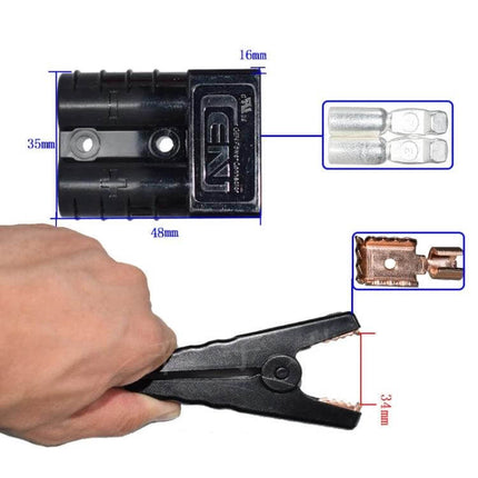 Anderson To Clip Cable Plug Connector For Battery Setups – 50A 12V 0.55m 10AWG cable with Anderson plug and clip terminal for automotive RV solar