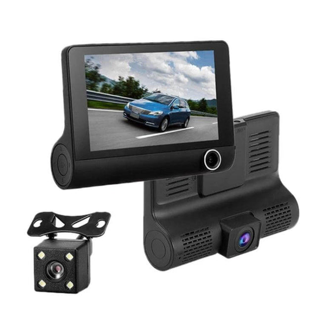 Car Dash Cam with 170-Degree Wide Angle for Road Safety - dual front and rear cameras with 4-inch display for safer driving
