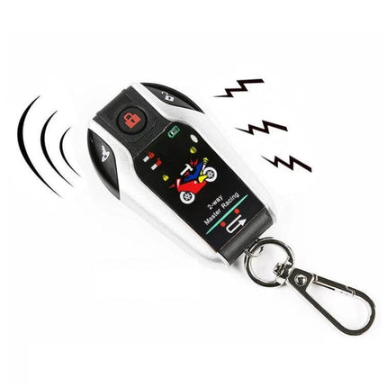 Universal Bidirectional Remote Control Motorcycle Anti-Theft Alarm remote key fob with alert signals and keyring for motorcycle security