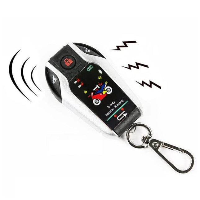 Universal Bidirectional Remote Control Motorcycle Anti-Theft Alarm remote key fob with alert signals and keyring for motorcycle security