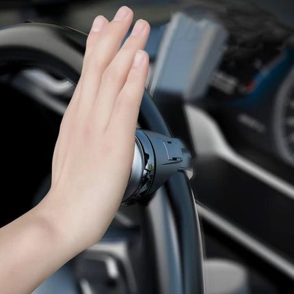 Universal Car Steering Wheel Spinner Knob 360 Degree Rotation Aid, 3R-2251 installed on steering wheel showing hand use, smooth 360° rotation and easy grip