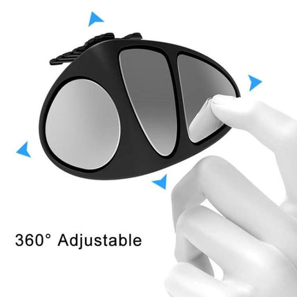 Adjustable Black 3-in-1 Right Side Blind Spot Car Mirror for Visibility - 360° adjustable black three-lens clip-on mirror for safer lane changes