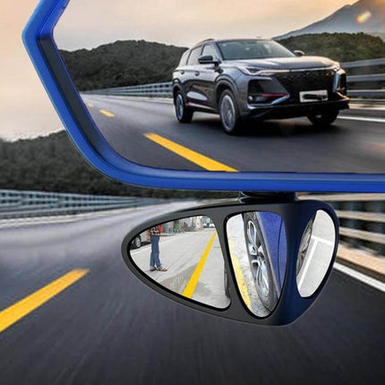 Adjustable 3 in 1 Blind Spot Mirror for Vehicle Left Side showing HD glass lens and wide-angle views of left-side blind spots
