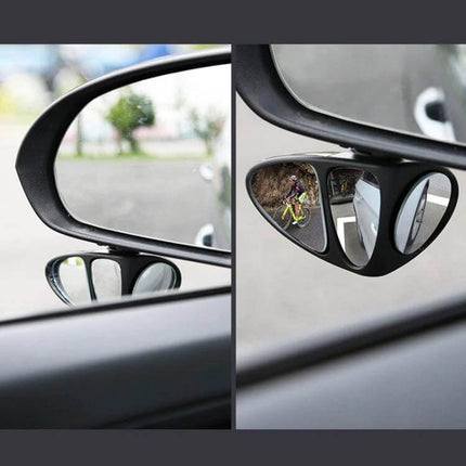 Adjustable 3 in 1 Blind Spot Mirror for Vehicle Left Side showing left-side triple-view mirrors improving visibility while reversing and changing lanes