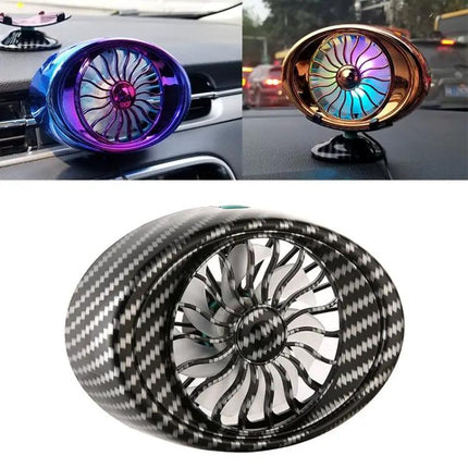 Car Vent Fan USB LED Lamp, Portable 3-Speed for Cars