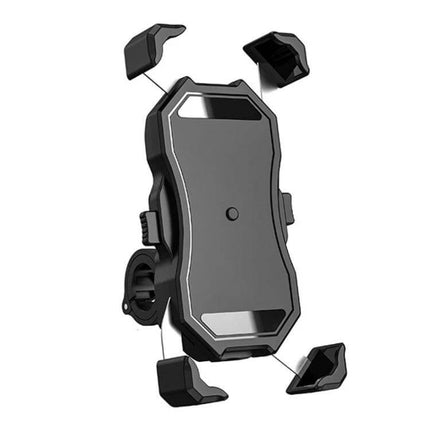 Semi-Automatic Phone Holder for Bicycles and Motorcycles Universal - black semi-automatic bike and motorcycle phone mount, secure grip