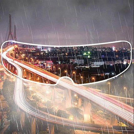 Anti-Fog Shield for Motorcycle Helmets, 24.5x7.5cm Size showing clear night city view through rain-resistant visor