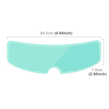 Anti-Fog Shield for Motorcycle Helmets, 24.5x7.5cm Size - clear curved inner visor showing 24.5cm x 7.5cm dimensions for anti-fog protection
