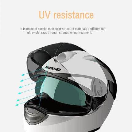 Anti-Fog Shield for Motorcycle Helmets, 24.5x7.5cm Size - helmet visor insert showing anti-fog and UV resistance features for clearer vision