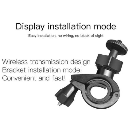 Universal Wireless Solar-Powered Motorcycle Tire Pressure Monitor bracket mount display installation showing wireless transmission and easy solar-powered tire monitoring