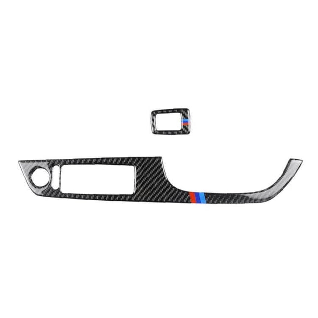 Right Side Carbon Fiber Decorative Sticker for BMW Cars – textured carbon fiber panel with blue-red accent for exterior styling