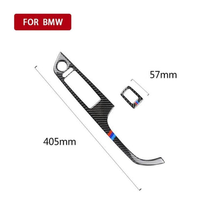 Right Side Carbon Fiber Decorative Sticker for BMW Cars - 405mm right-side trim with 57mm accent, carbon fiber finish and M stripe