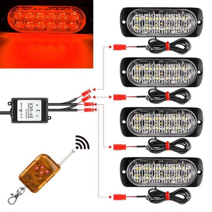Vehicle Front Grille Emergency Strobe Light 4 In 1 with 4 LED pods, control box and remote for vehicle grille mounting