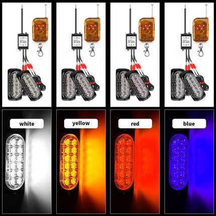 Vehicle Front Grille Emergency Strobe Light 4 In 1 with remote control and 4 color LEDs (white, yellow, red, blue) for cars & trucks