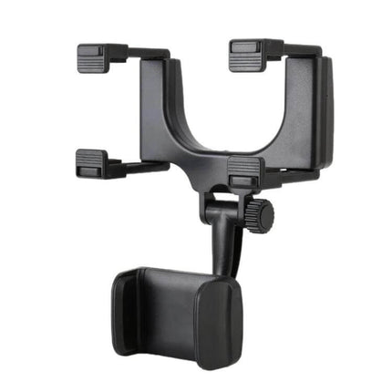Universal 360 Degree Adjustable Car Rearview Mirror Mount for Phones - black adjustable phone holder for rearview mirror, fits phones up to 5 inches