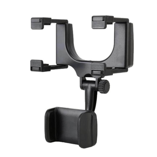 Universal 360 Degree Adjustable Car Rearview Mirror Mount for Phones - black adjustable phone holder for rearview mirror, fits phones up to 5 inches