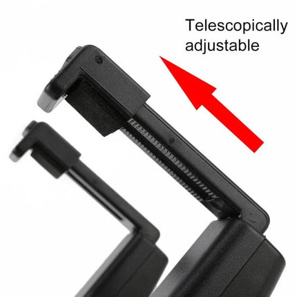 Universal 360 Degree Adjustable Car Rearview Mirror Mount for Phones telescoping grip close-up showing 360° adjustable arm and phone clamp