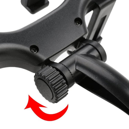Universal 360 Degree Adjustable Car Rearview Mirror Mount for Phones close-up of tightening knob and adjustable joint for secure phone positioning