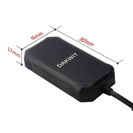 TK300 GPS Tracker for Vehicle Location and Security Monitoring - compact black DAKWIT tracker 90x46x17mm with cable for real-time vehicle tracking