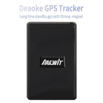 Strong Magnetic GPS Tracker for Real-Time Vehicle Monitoring black rectangular magnetic GPS unit with long-standby label and Dakwit logo