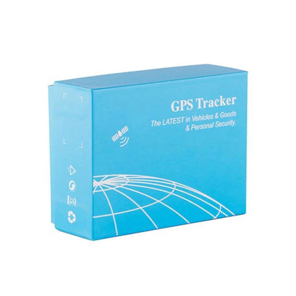 Strong Magnetic GPS Tracker for Real-Time Vehicle Monitoring - blue retail box packaging showing GPS Tracker branding and globe graphic