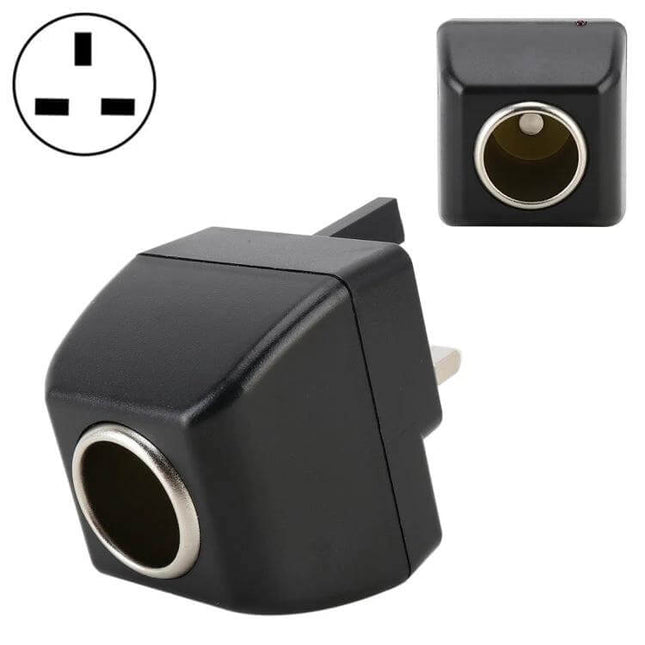 UK Plug Adapter for Vehicle Cigarette Lighter Power Source - black UK-to-car cigarette lighter adapter for charging phones and GPS on the road
