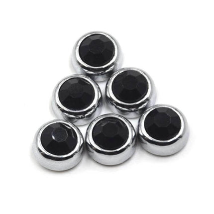 Crystal Diamond Sticker Set for Car Personalization, 6 Pieces - six black adhesive crystal diamond car stickers for dashboard and exterior accents