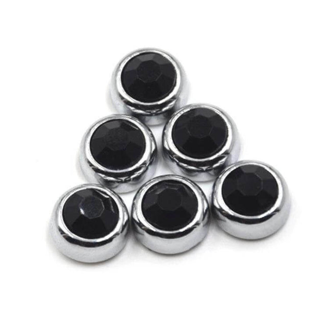 Crystal Diamond Sticker Set for Car Personalization, 6 Pieces - six black adhesive crystal diamond car stickers for dashboard and exterior accents