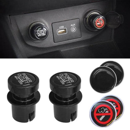 Protective Dust Cover for Car Cigarette Lighter Sockets, 2-Pack — black dust caps to keep car power outlet sockets clean and child-safe