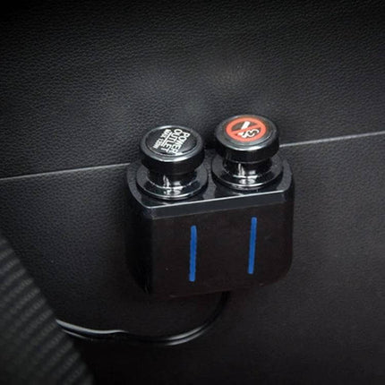 Protective Dust Cover for Car Cigarette Lighter Sockets, 2-Pack installed protecting twin vehicle cigarette lighter sockets from dust and debris
