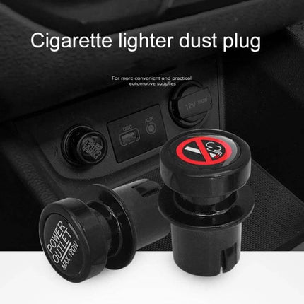 Protective Dust Cover for Car Cigarette Lighter Sockets, 2-Pack - black no-smoking and power outlet plugs to keep sockets clean