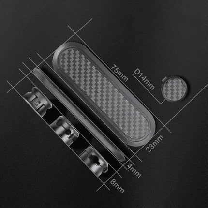 Carbon Fiber Magnetic Desk Cable Organizer for Storage, compact carbon-fiber textured magnetic base with wire buckles and dimensions