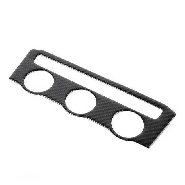Carbon Fiber Decorative Sticker for Volkswagen Tiguan L Panel shown as black carbon fiber trim with three circular cutouts and rectangular slot